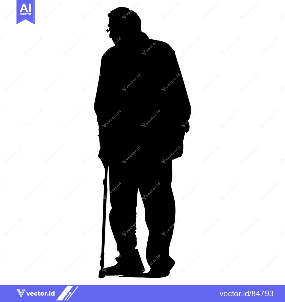 Premium Vector dari Silhouette of an Elderly Man Walking with a Cane