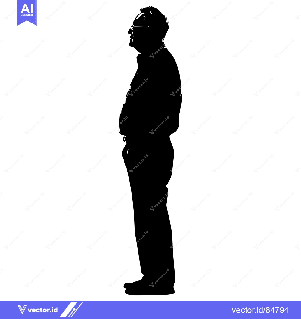 Premium Vector dari Silhouette of a Man Wearing Glasses Standing in Profile