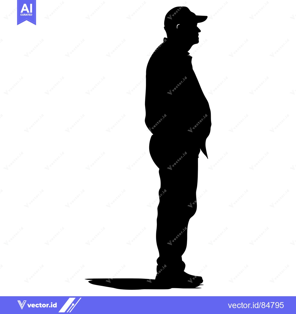 Premium Vector of Silhouette of a man wearing a cap and a long-sleeved shirt
