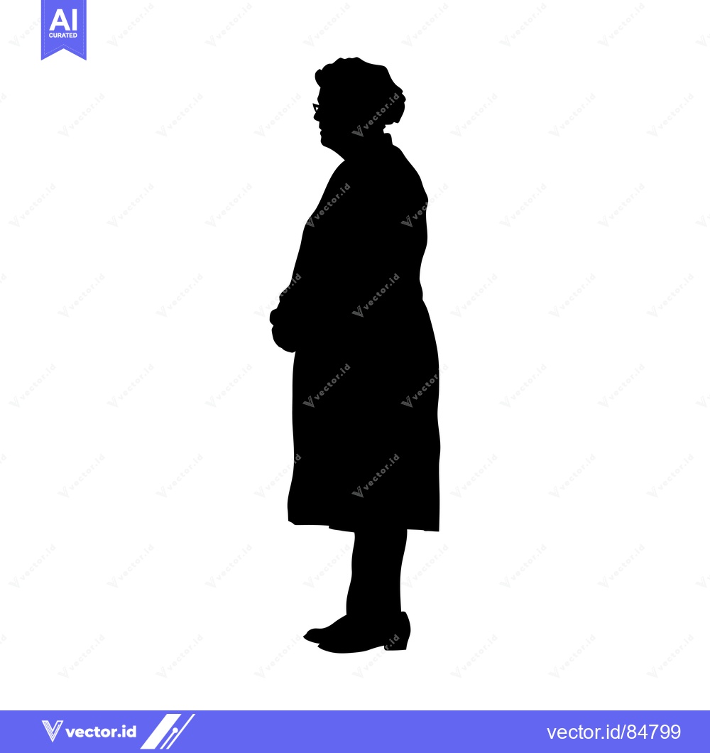 Premium Vector dari Silhouette of an Elderly Woman Standing in a Dress