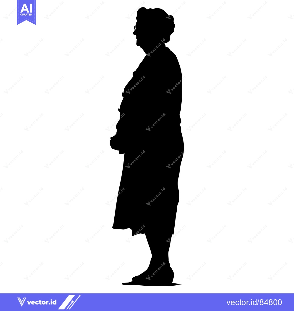 Premium Vector dari Silhouette of an Elderly Woman Standing with Her Hands Together