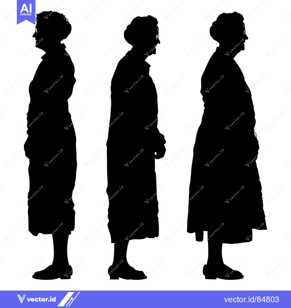 Premium Vector dari Silhouettes of Three Elderly Women Standing Side by Side
