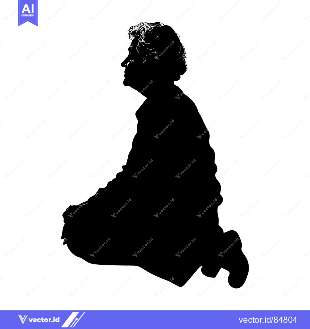 Premium Vector dari Silhouette of a Person Kneeling in Profile