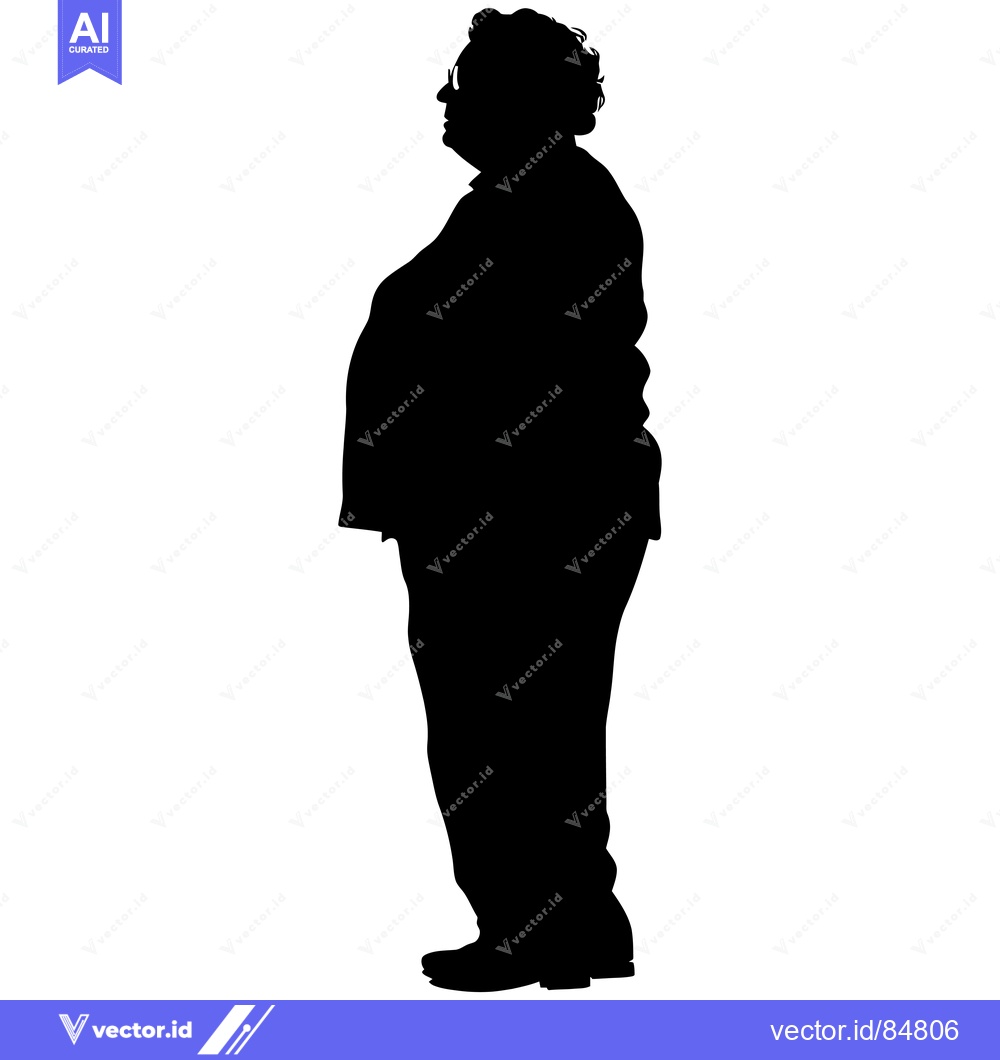 Premium Vector of Silhouette of an Overweight Person Wearing Glasses