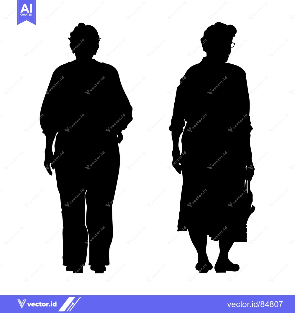 Premium Vector dari Black Silhouettes of Two People Walking Side by Side