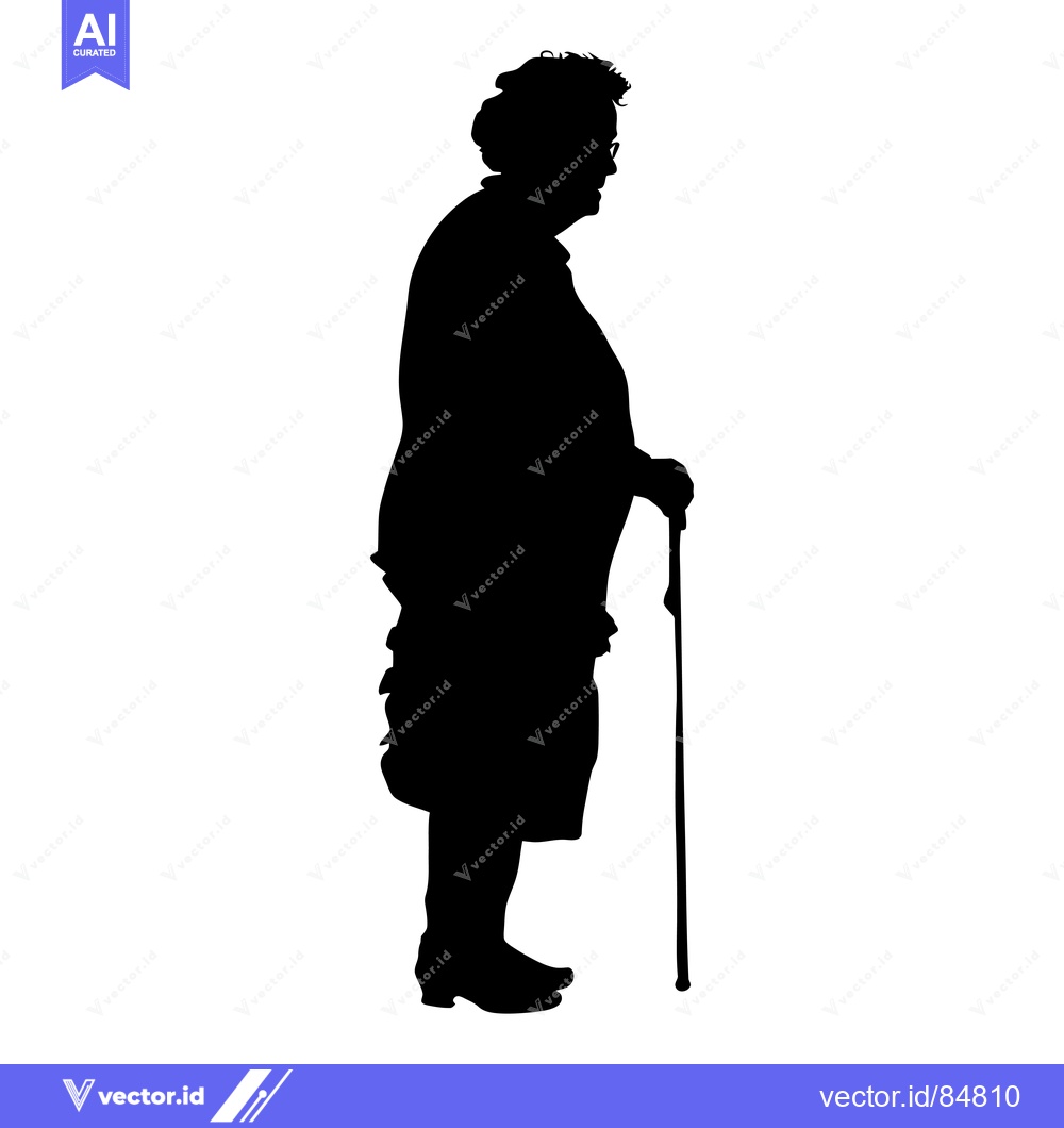 Premium Vector dari Silhouette of an Elderly Woman with a Cane