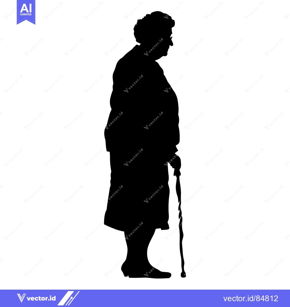 Premium Vector of Silhouette of an Elderly Woman with a Cane