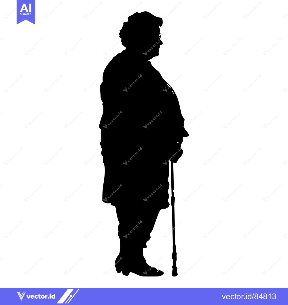 Premium Vector of Silhouette of an Elderly Woman with a Cane