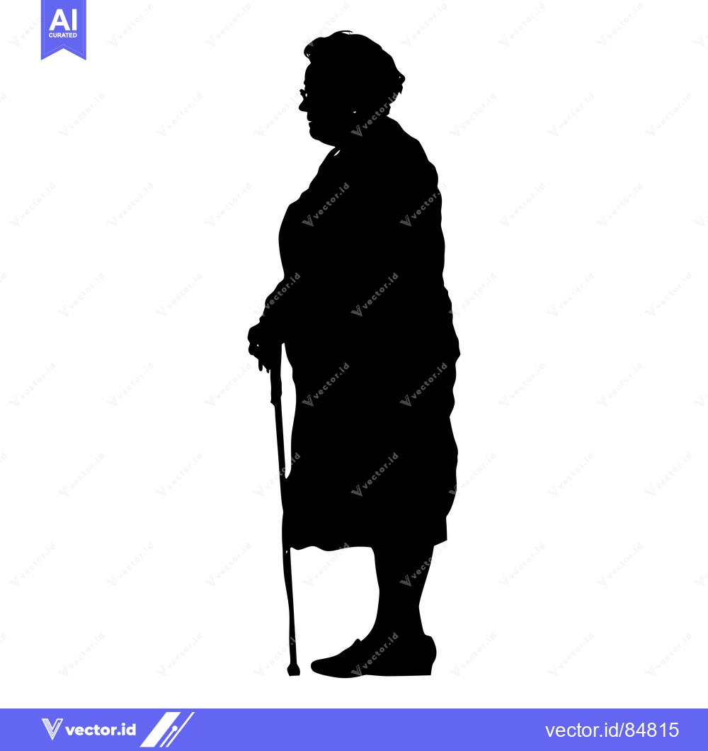 Premium Vector of Silhouette of an Elderly Woman with a Cane