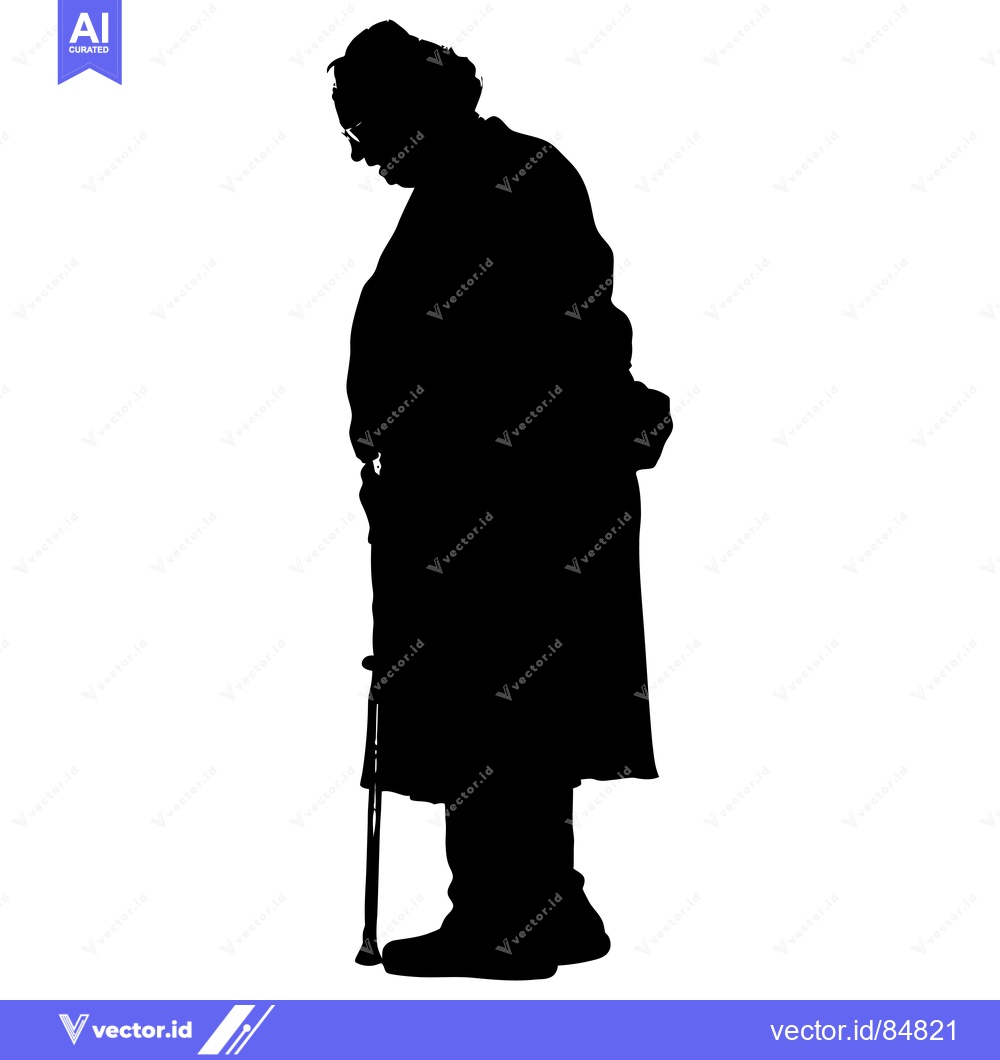 Premium Vector of Silhouette of a Person with a Cane