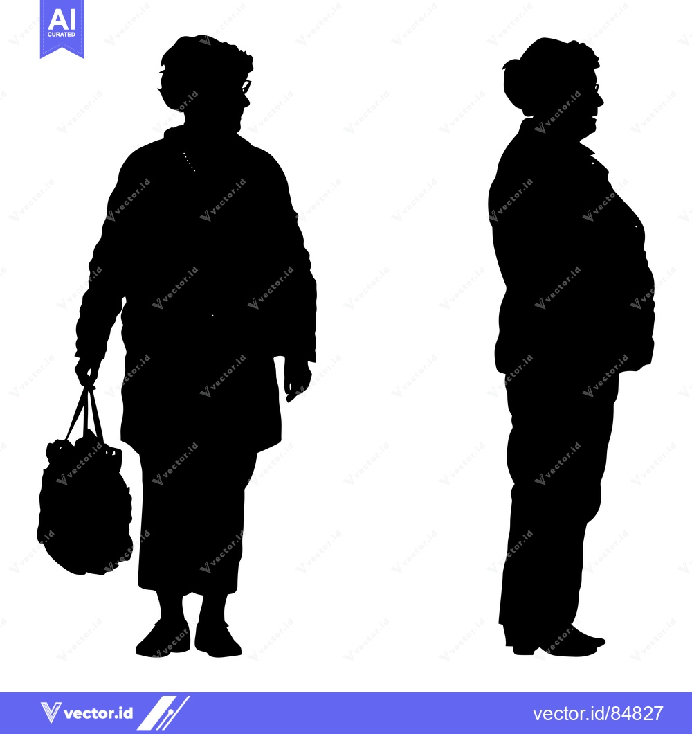 Premium Vector dari Silhouettes of Two Elderly Women Standing Side by Side