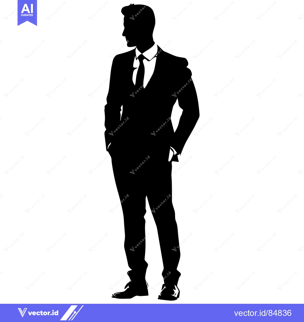 Premium Vector of Silhouette of a Man in a Suit with Hands in Pockets