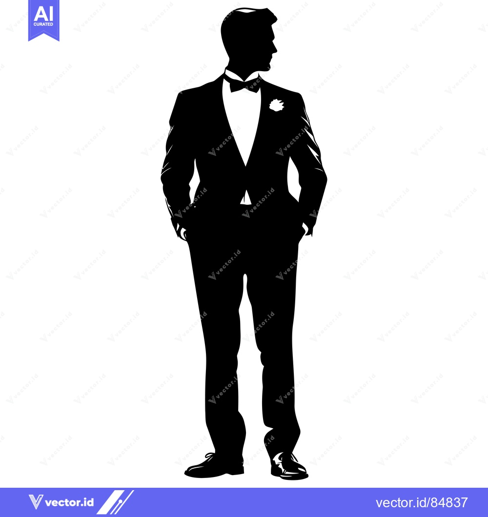 Premium Vector dari Silhouette of a Man in a Tuxedo with His Hands in His Pockets