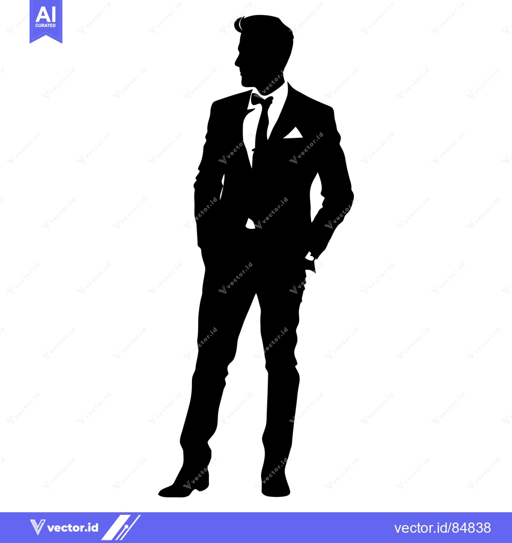 Premium Vector of Silhouette of a Man in a Suit and Bow Tie