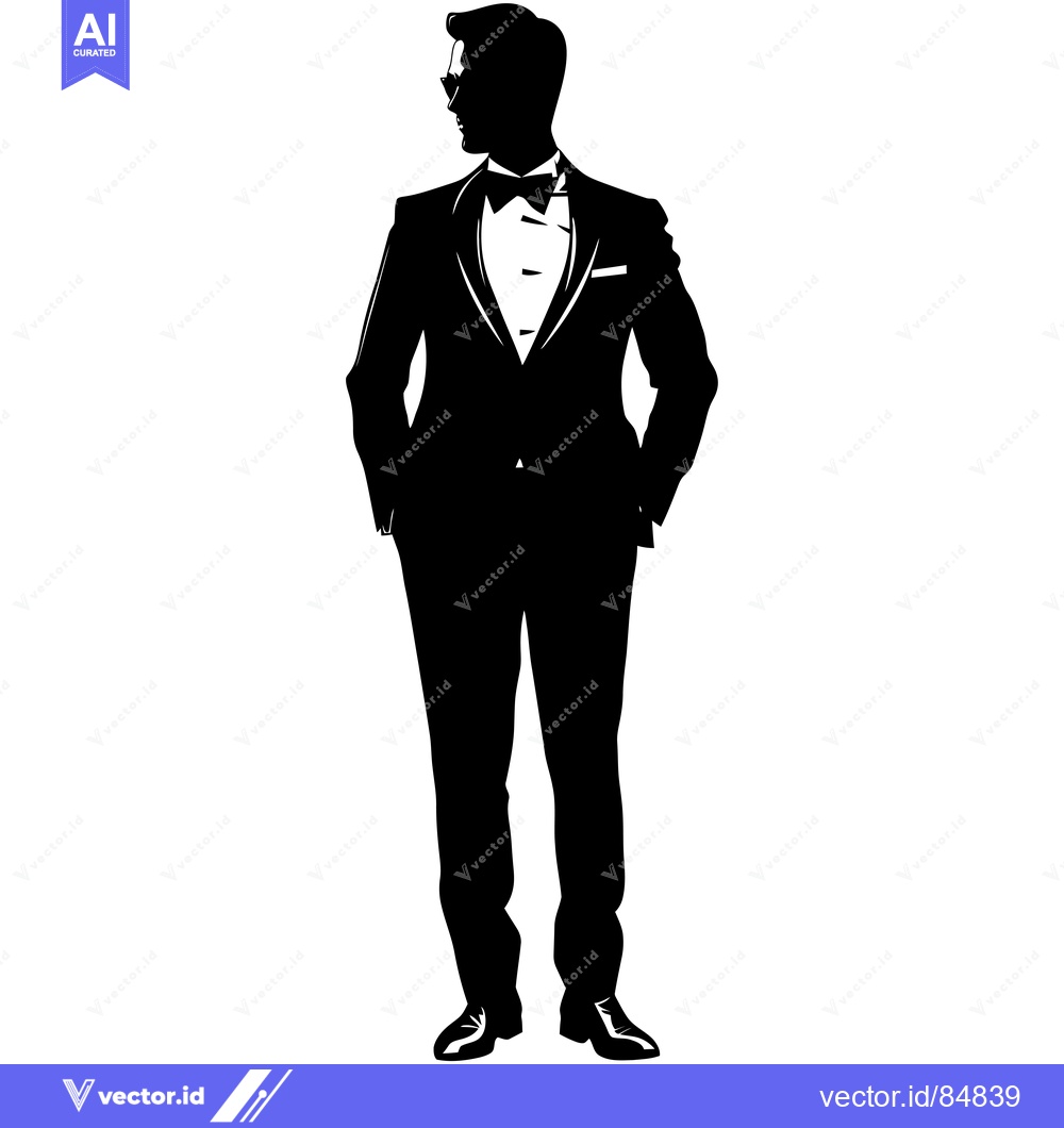 Premium Vector of Silhouette of a Man in a Tuxedo with Sunglasses