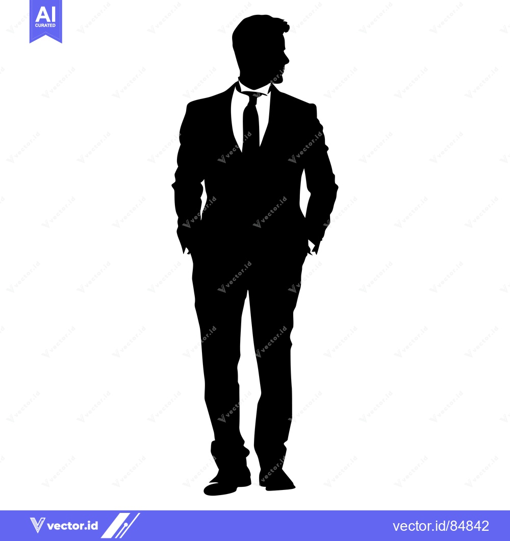 Premium Vector of Silhouette of a Man in a Suit with Hands in Pockets