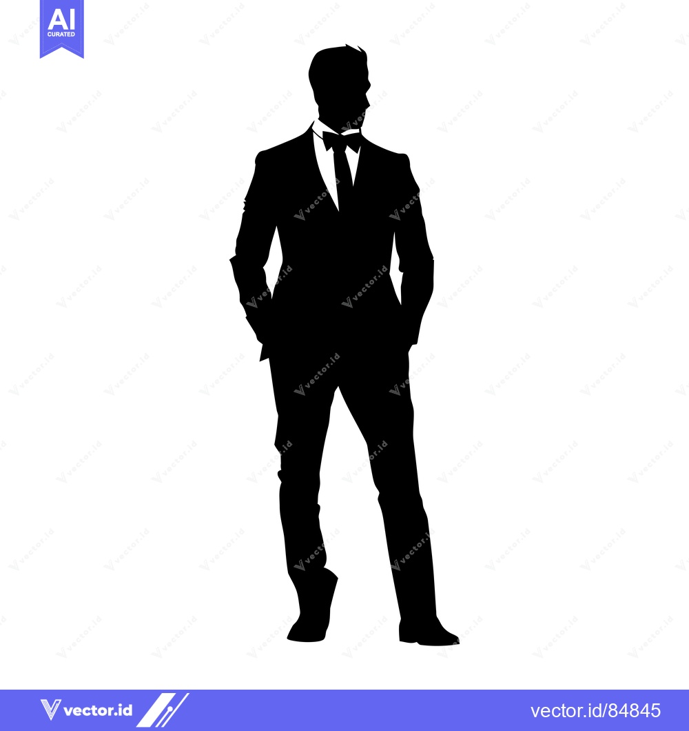 Premium Vector of Silhouette of a Man in a Suit with His Hands in His Pockets
