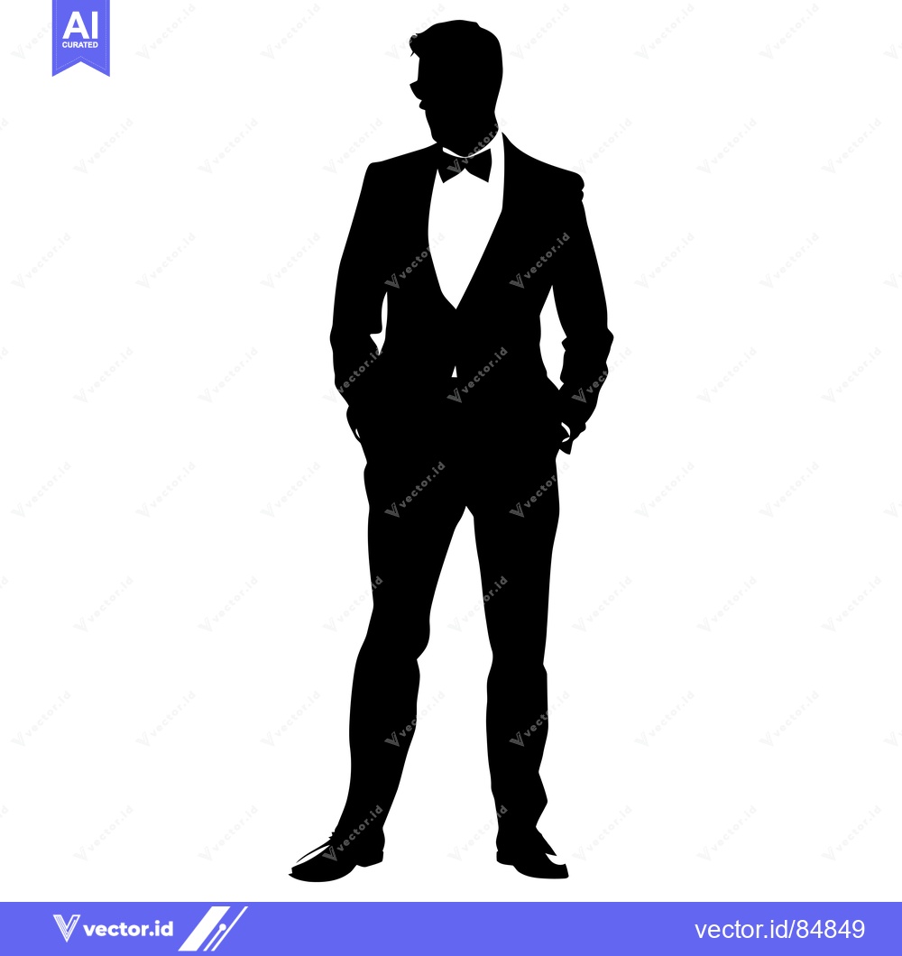 Premium Vector dari Silhouette of a Man in a Suit and Bow Tie