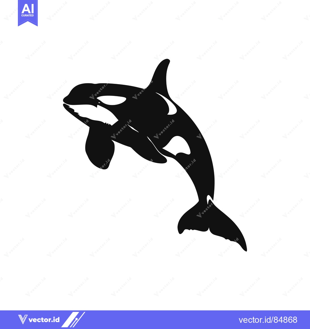 Premium Vector dari Black and White Silhouette of an Orca Leaping Out of the Water