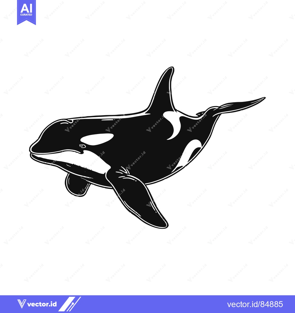 Premium Vector dari A Black and White Silhouette of an Orca Whale