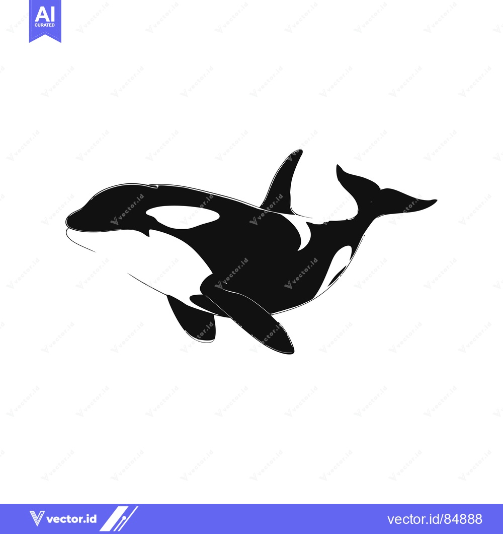Premium Vector of Black and White Silhouette of an Orca Swimming