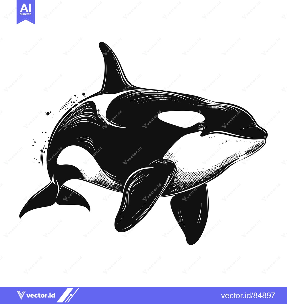 Premium Vector dari Black and White Illustration of an Orca Whale