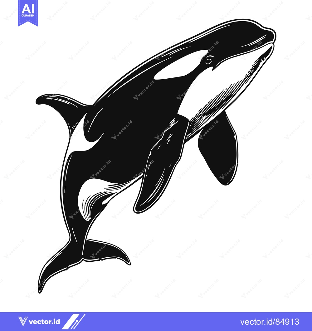 Premium Vector dari Black and White Illustration of an Orca Whale