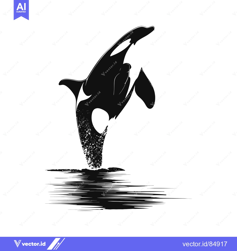 Premium Vector dari Black and White Silhouette of an Orca Jumping out of Water