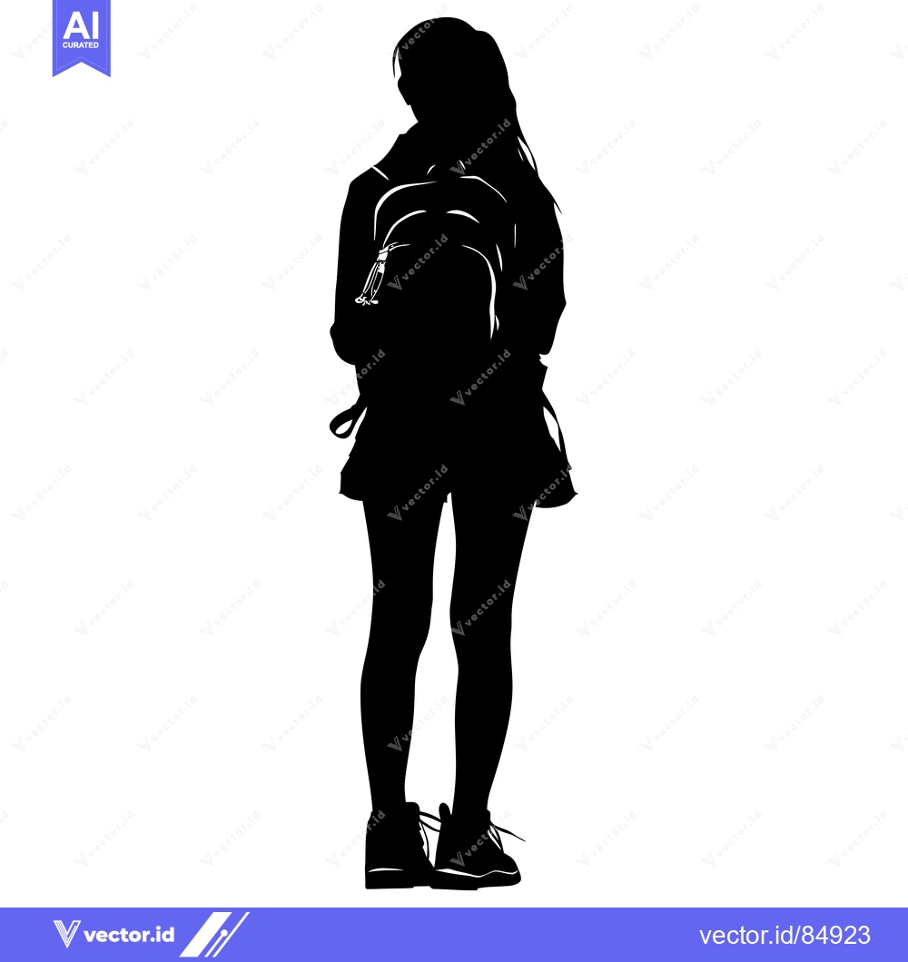 Premium Vector dari Silhouette of a Female Figure with a Backpack