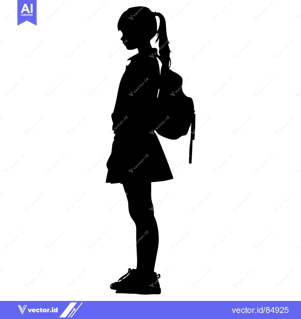 Premium Vector dari Silhouette of a Schoolgirl with a Backpack
