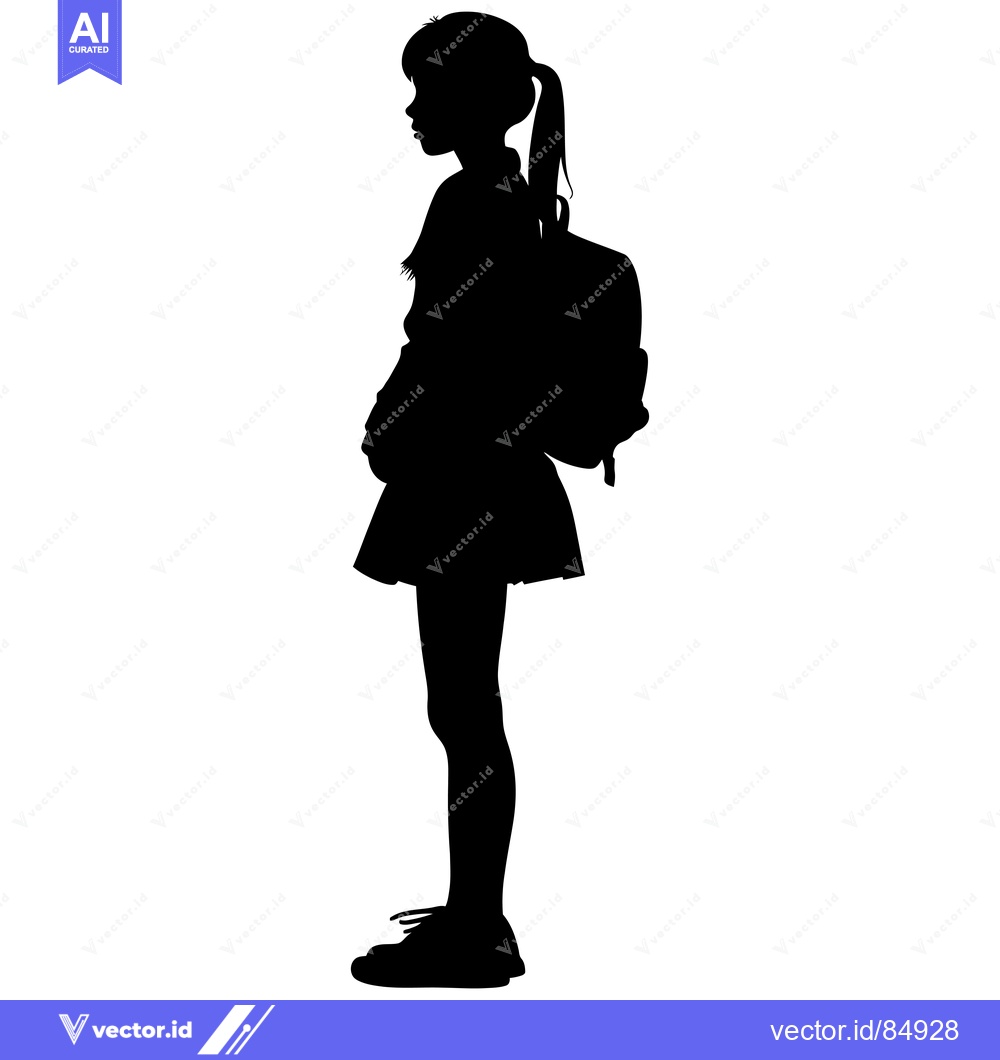 Premium Vector dari Silhouette of a young girl with a backpack