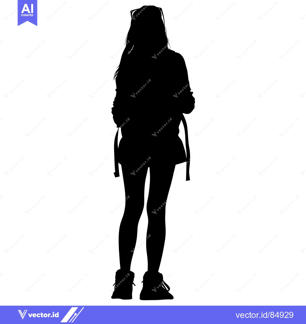 Premium Vector of Silhouette of a Woman Wearing Sunglasses, a Jacket, and a Backpack