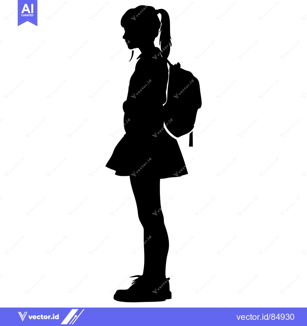 Premium Vector dari Silhouette of a young girl with a backpack