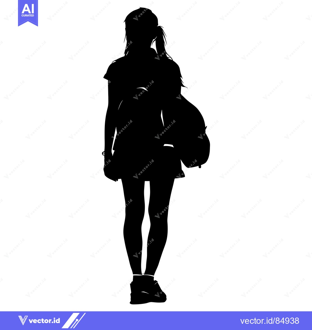 Premium Vector dari Silhouette of a Woman Wearing a Backpack and Sneakers
