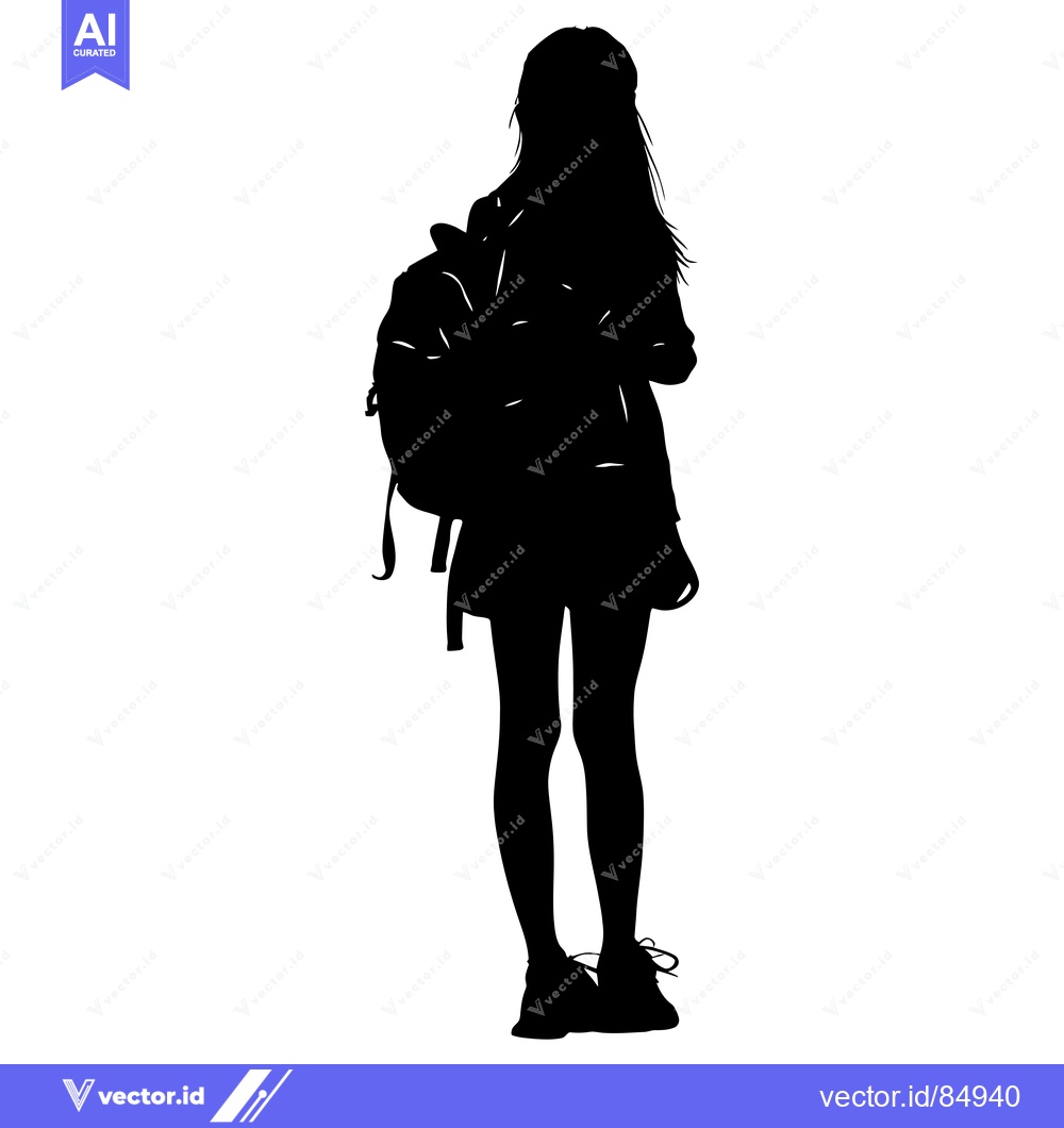 Premium Vector dari Silhouette of a Woman with a Backpack