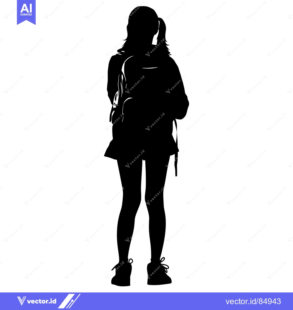 Premium Vector of Silhouette of a Woman Wearing a Backpack and Sneakers