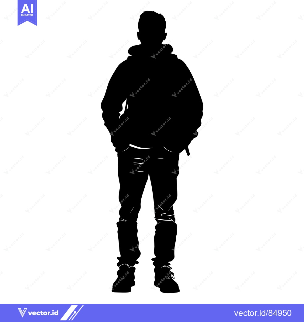 Premium Vector dari Silhouette of a Person Standing with Hands in Pockets