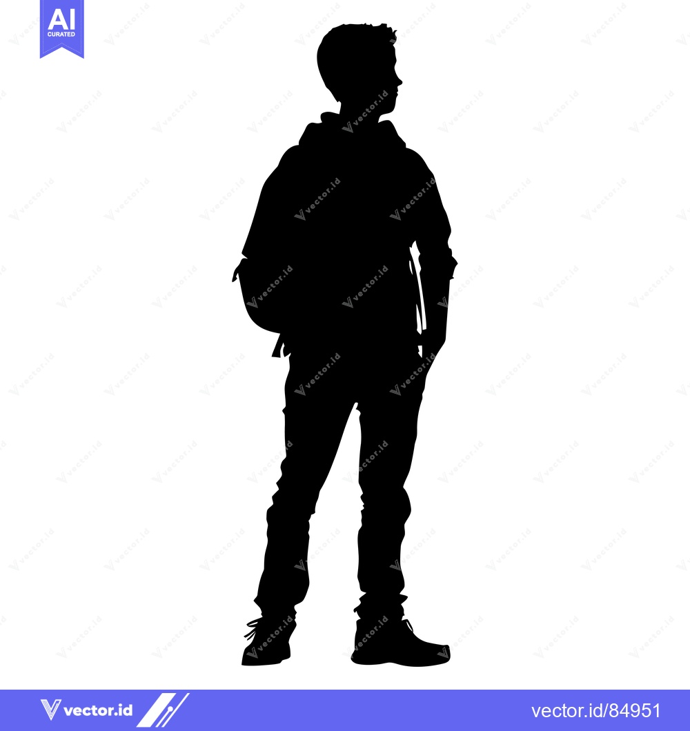 Premium Vector of Silhouette of a Teenage Boy with a Backpack