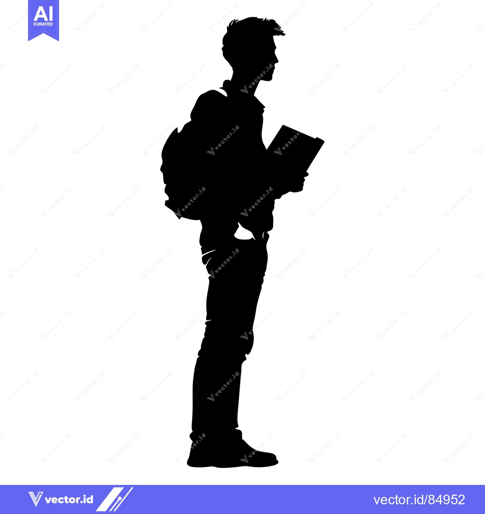 Premium Vector dari Silhouette of a Student Holding a Book and Wearing a Backpack