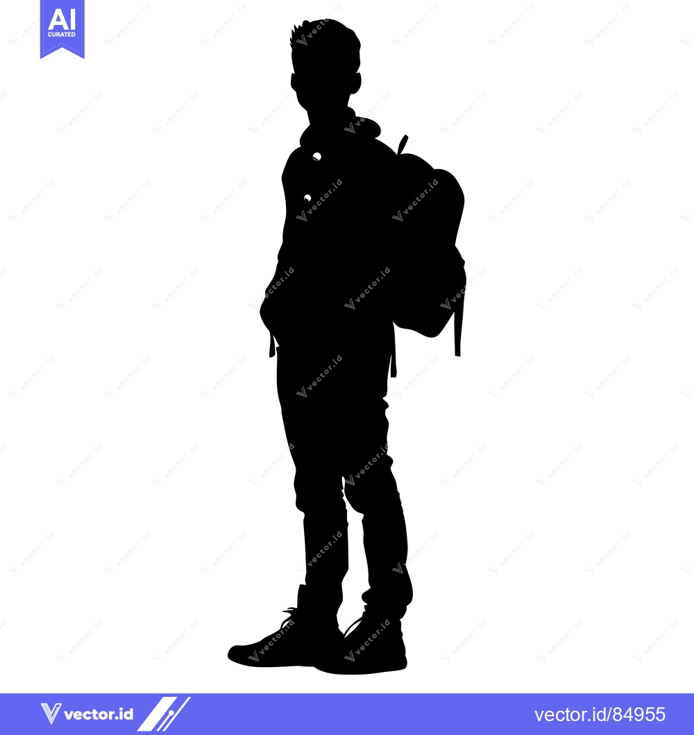 Premium Vector dari Silhouette of a Teenager with a Backpack