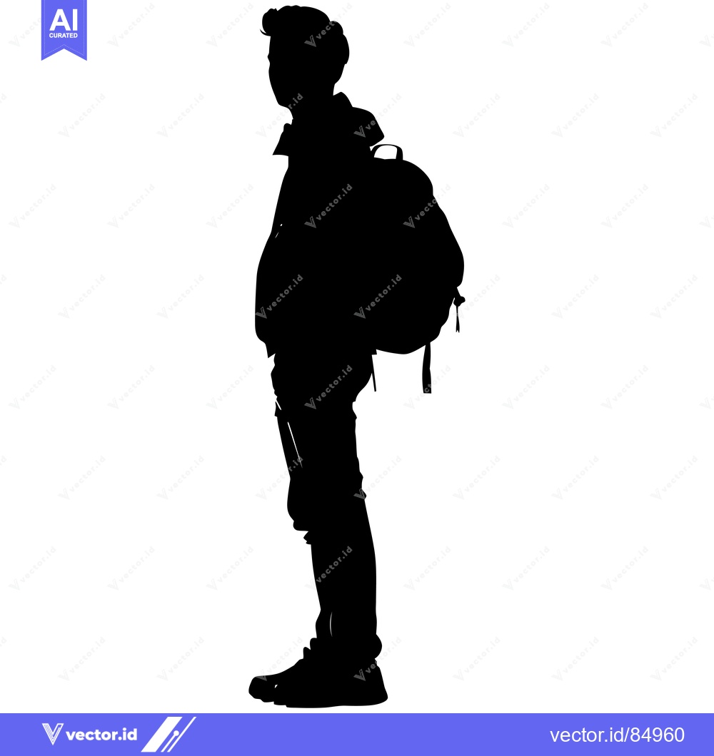 Premium Vector dari Silhouette of a Man Wearing a Backpack