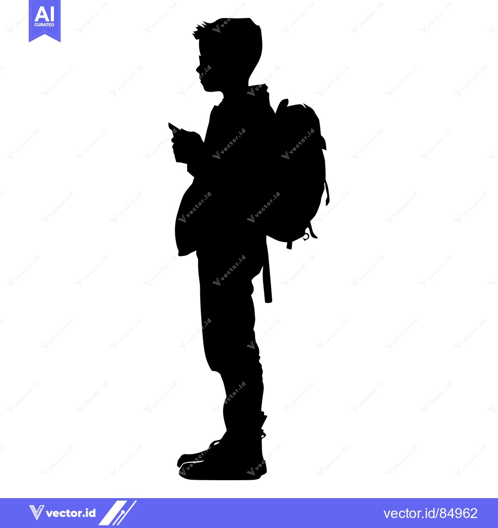 Premium Vector dari Silhouette of a Schoolboy with a Backpack