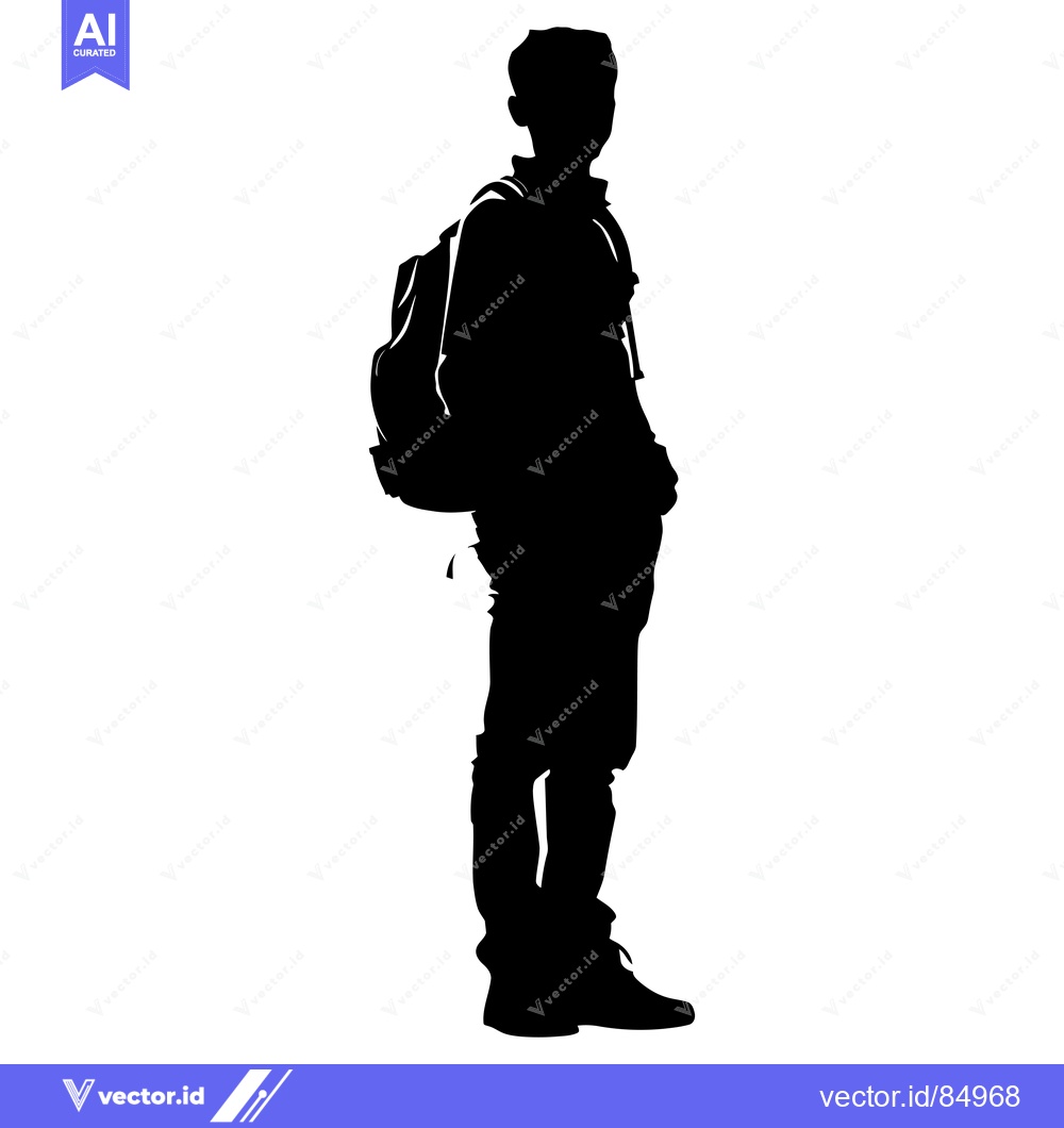 Premium Vector dari Silhouette of a Person with a Backpack