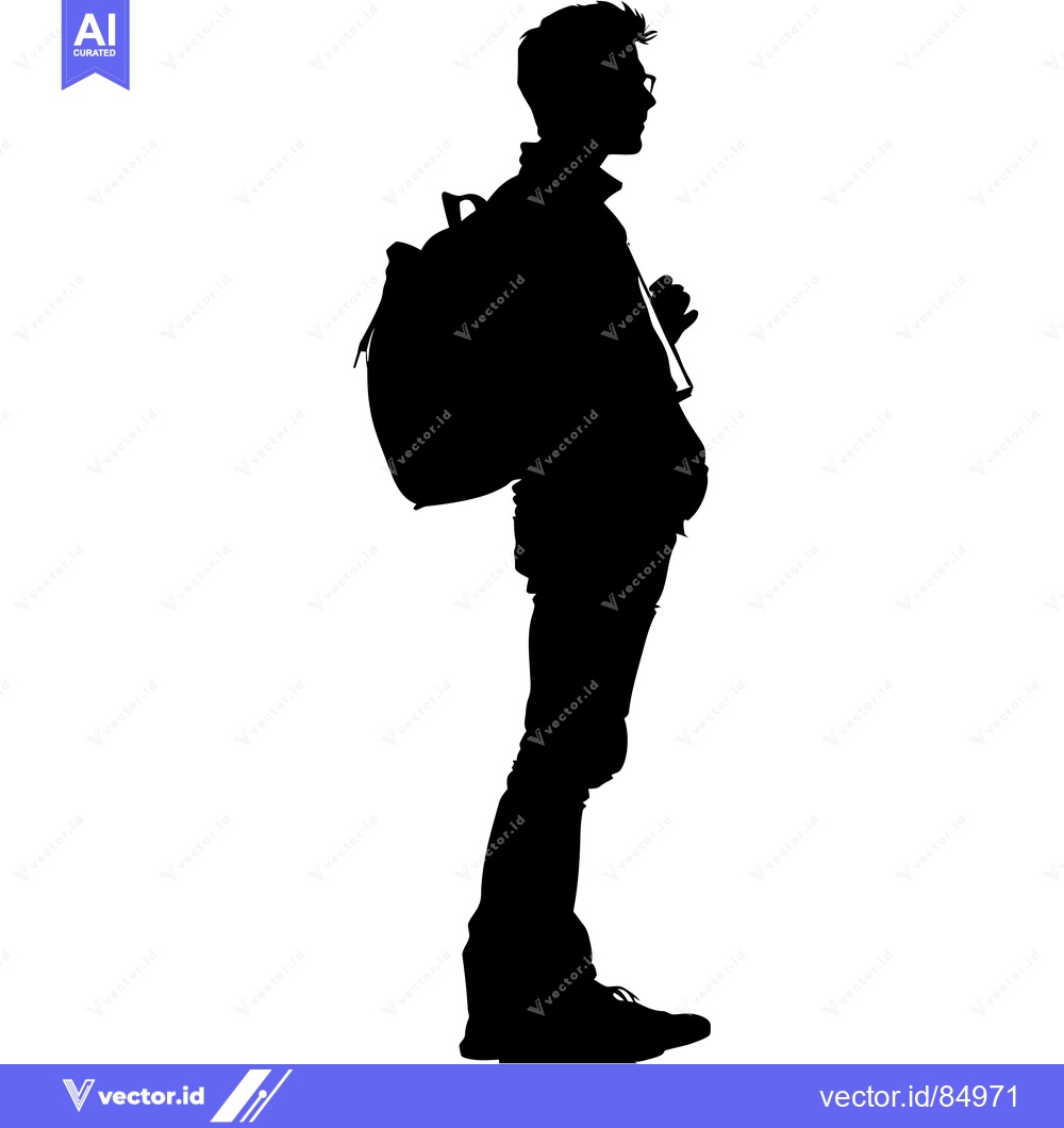 Premium Vector dari Silhouette of a young man with a backpack