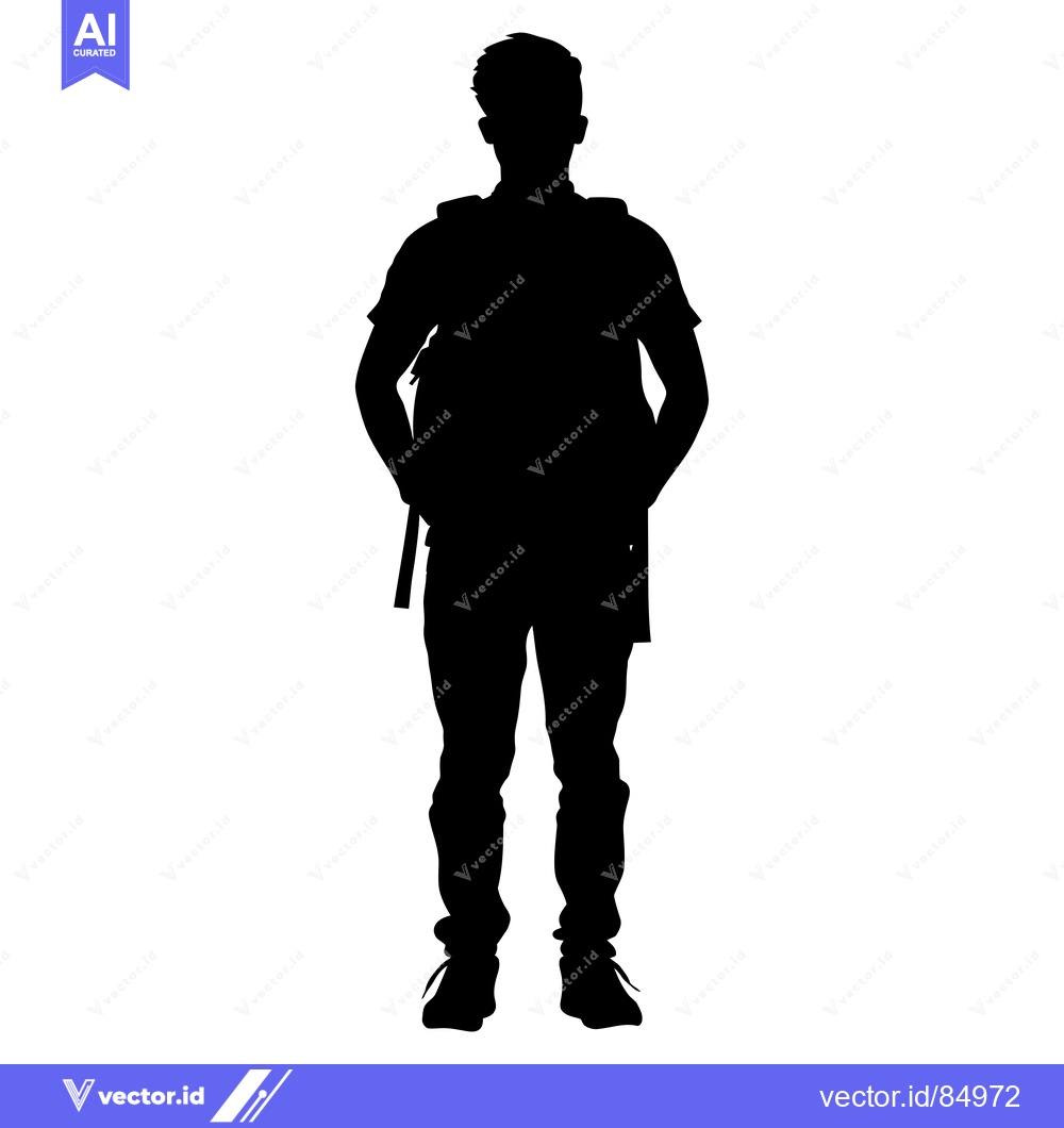 Premium Vector of Silhouette of a Person Wearing a Backpack