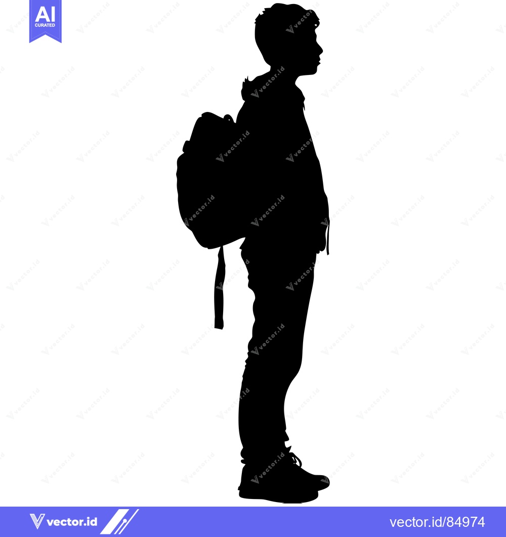 Premium Vector dari Silhouette of a Young Person with a Backpack