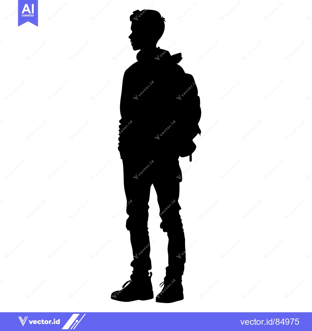 Premium Vector dari Silhouette of a Young Man with a Backpack