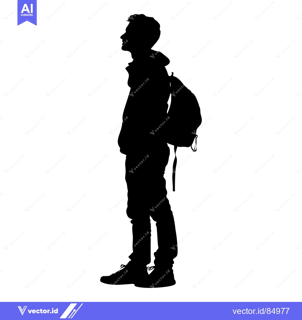 Premium Vector of Silhouette of a man standing with a backpack
