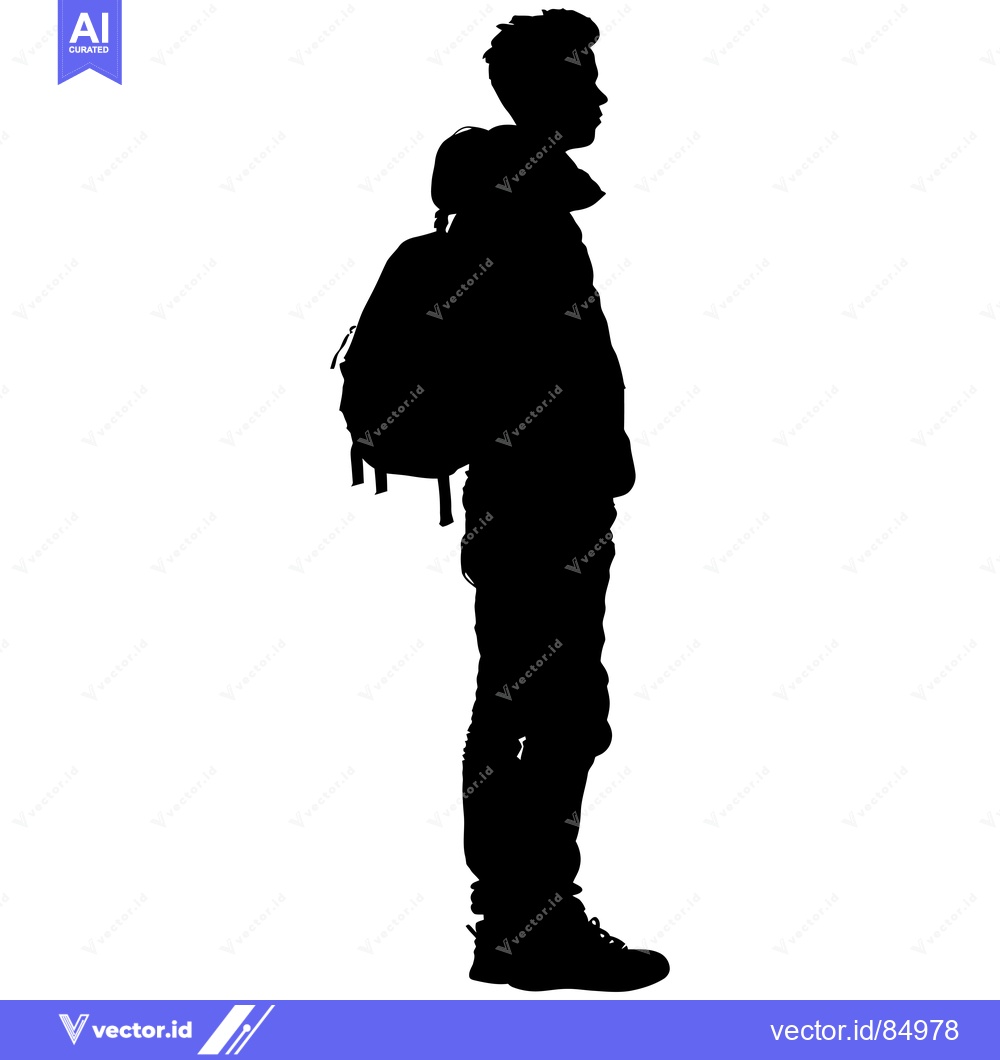 Premium Vector dari Silhouette of a Person Wearing a Backpack