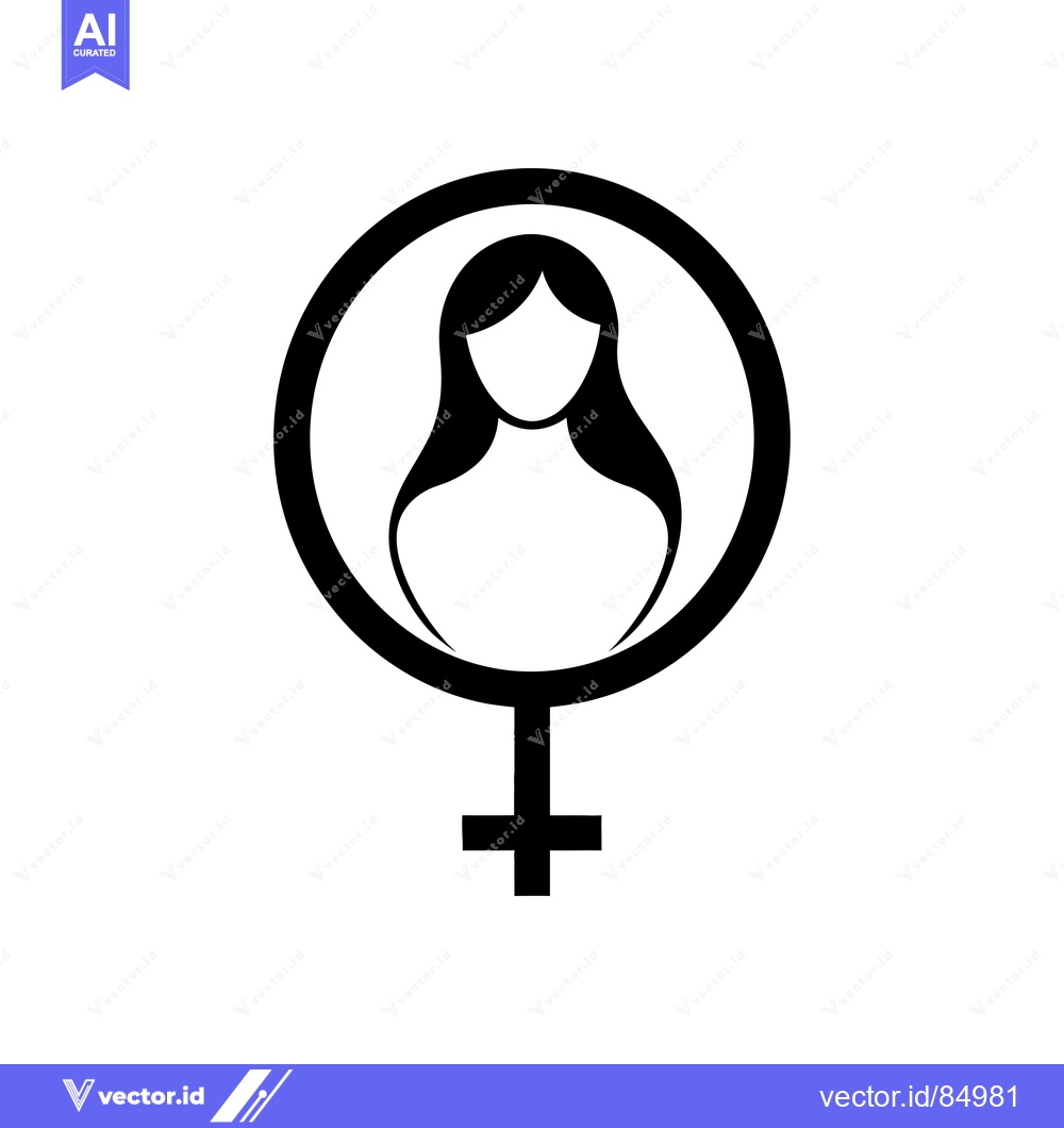 Premium Vector of Female Gender Symbol with Woman Silhouette Inside